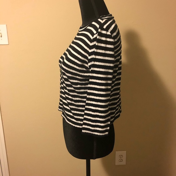 Cropped! M Free People Striped Crop 3/4 Sleeve - Picture 4 of 4